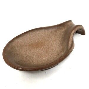 FRANKOMA Plainsman Brown Satin Spoon Rest Holder Vintage Oklahoma Made in USA